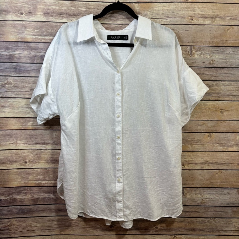 Lauren Ralph Lauren Linen Button Front Shirt 1X